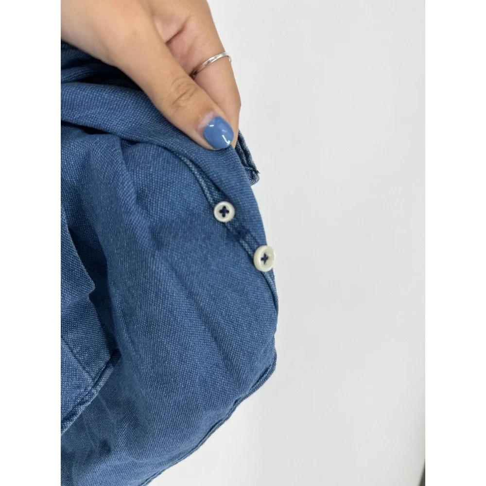 Polo Ralph Lauren Shirt Mens Medium Jean Denim Short Sleeve Button Down Pony